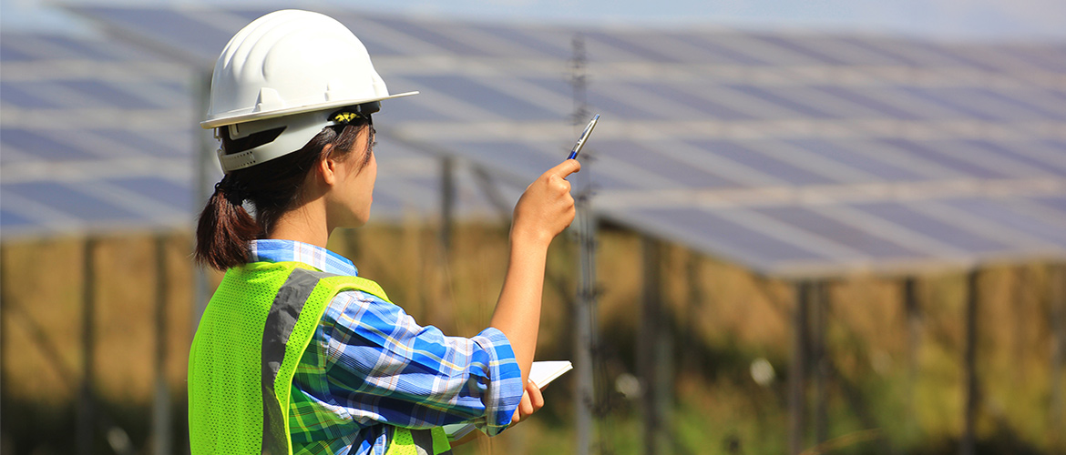 Woman manages solar panel farm