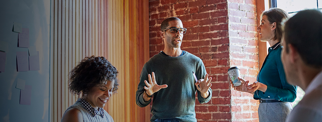 Diverse professionals collaborating in an office space