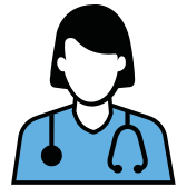 Icon of a doctor with a stethescope around her neck